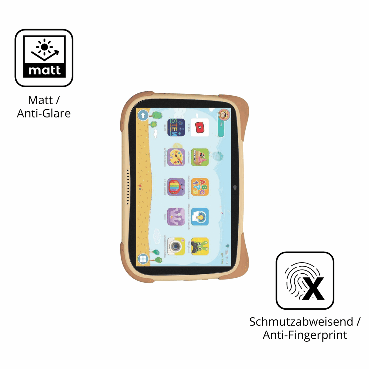 Dünne und entspiegelnde Folie passend zugeschnitten für Mediacom Smart Kid 8