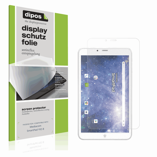 Matte Displayschutzfolie von dipos passend für Mediacom SmartPad YIO 8, präziser Zuschnitt und blasenfrei montiert