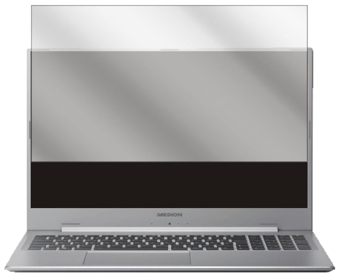 MedionAkoya S17404 mit aufgebrachter dipos Displayschutzfolie, glasklare Darstellung ohne Einschränkungen
