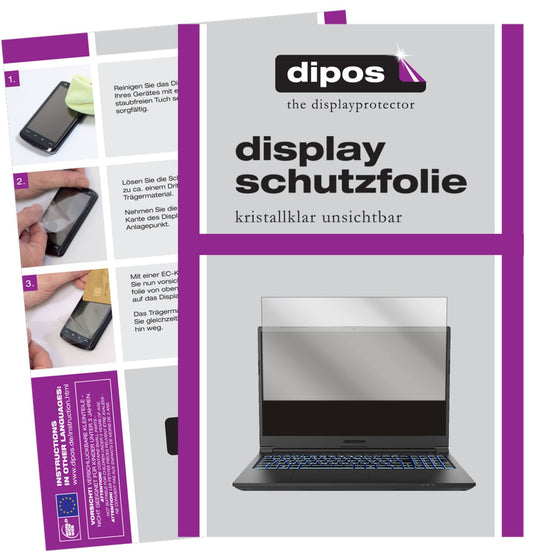Klare Displayschutzfolie von dipos passend für Medion Erazer Crawler E10, präziser Zuschnitt und blasenfrei montiert