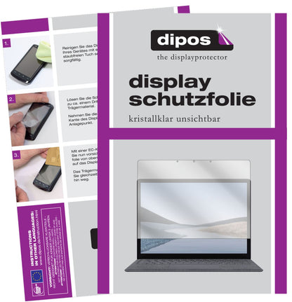 Klare Displayschutzfolie von dipos passend für Microsoft Surface Laptop 3 13.5 Zoll, präziser Zuschnitt und blasenfrei montiert