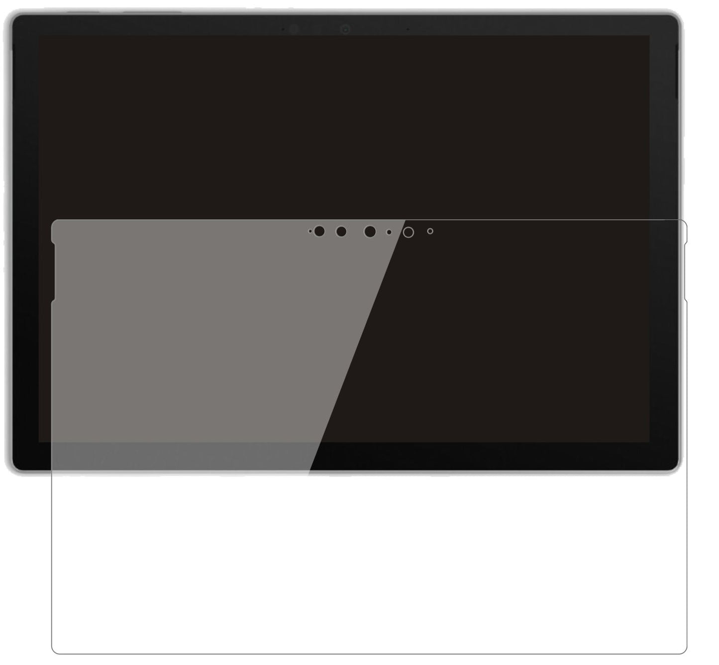 MicrosoftSurface Pro 7 Plus mit aufgebrachter dipos Flex Schutzfolie, glasklare Darstellung ohne Einschränkungen