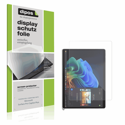 Matte Displayschutzfolie von dipos passend für Microsoft Surface Pro Copilot Plus, präziser Zuschnitt und blasenfrei montiert