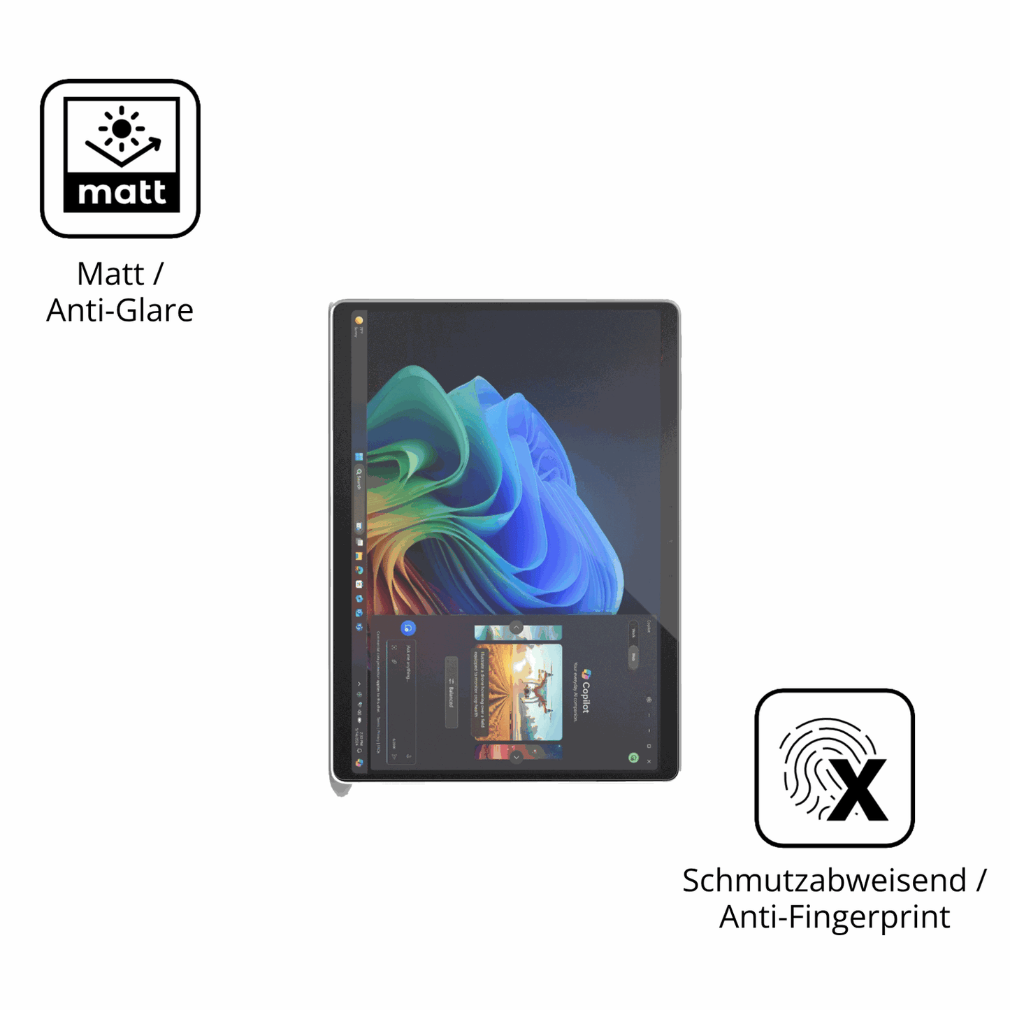Dünne und entspiegelnde Folie passend zugeschnitten für Microsoft Surface Pro Copilot Plus
