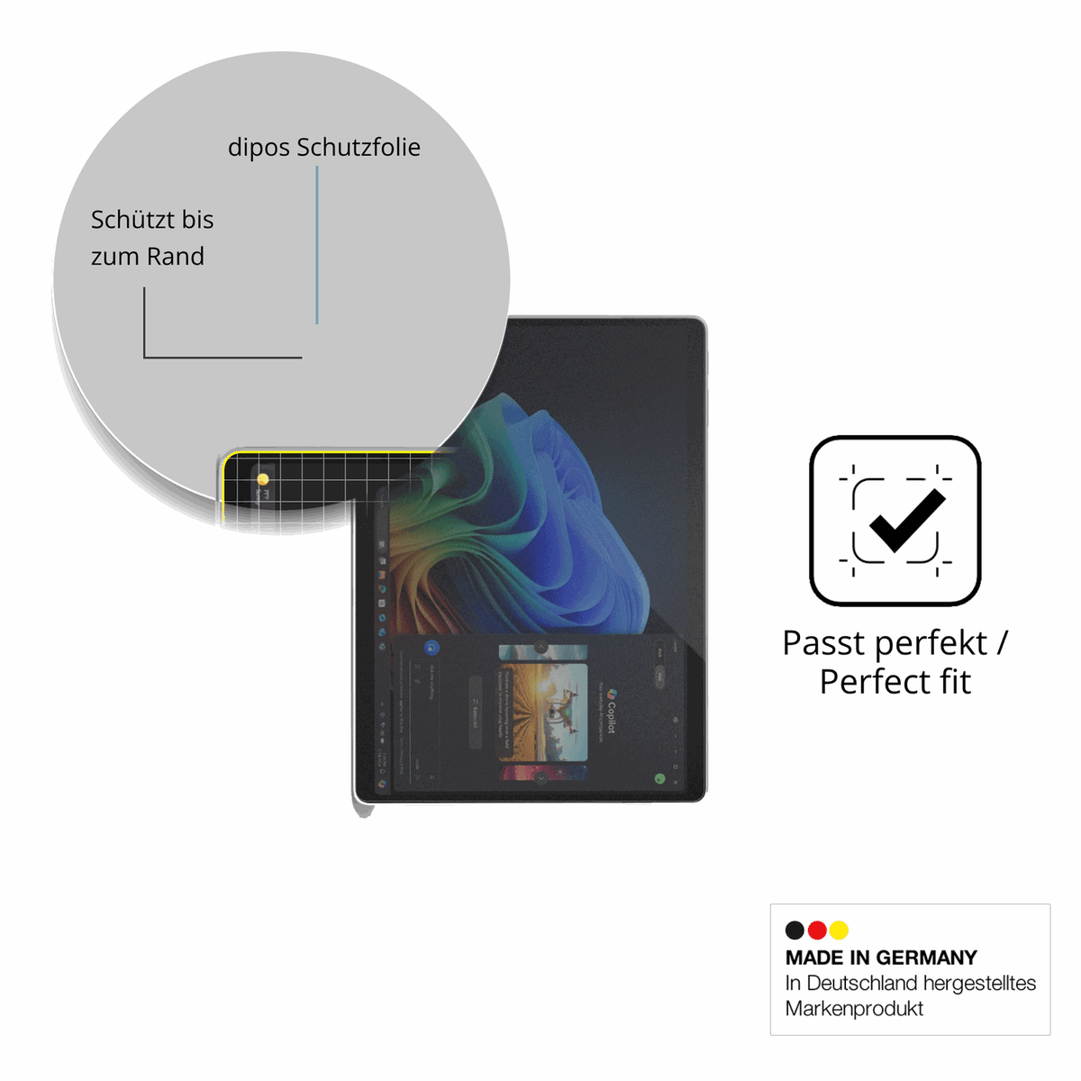 Schutz gegen Kratzer auf dem Microsoft Surface Pro Copilot Plus Glas durch Schlüssel oder Ähnliches