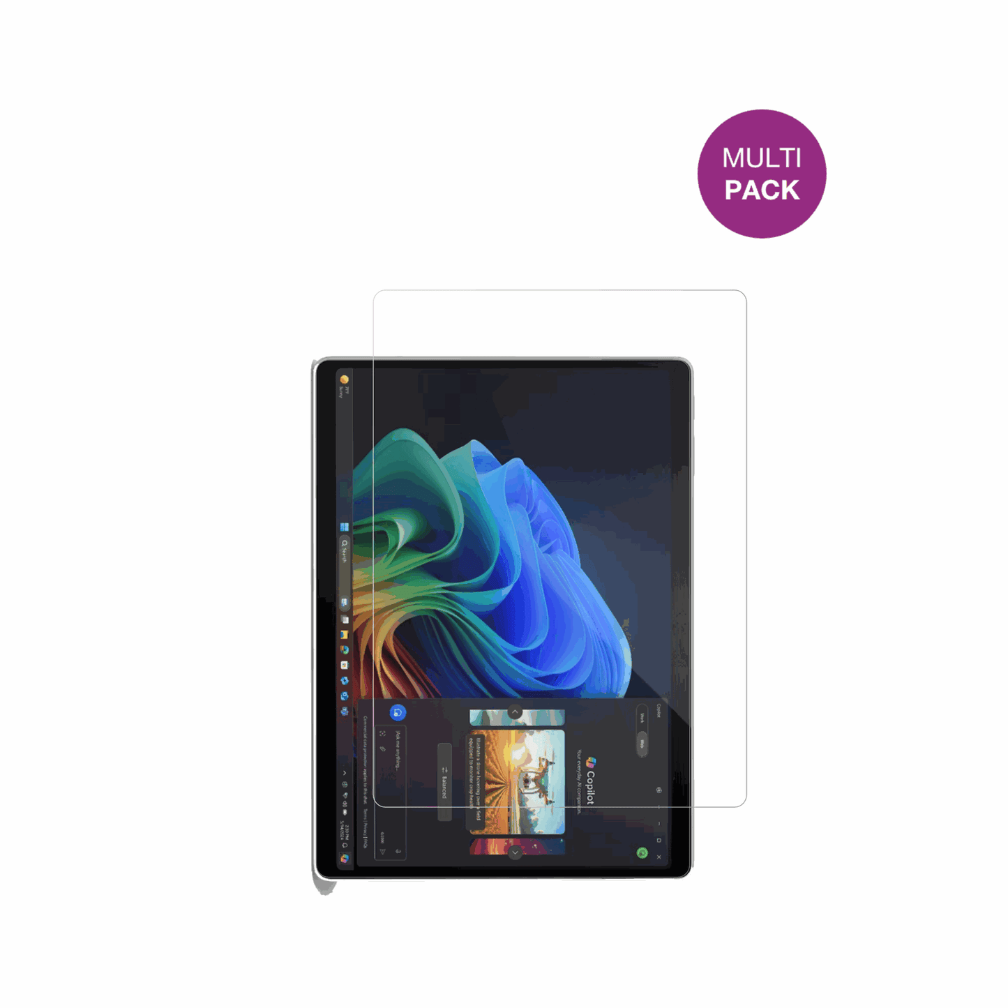 MicrosoftSurface Pro Copilot Plus mit aufgebrachter dipos Displayschutzfolie, glasklare Darstellung ohne Einschränkungen