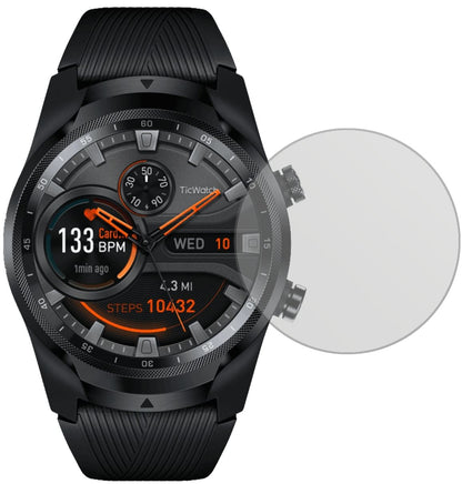 MobvoiTicWatch Pro 4G mit aufgebrachter dipos Displayschutzfolie, die lästige Fingerabdrücke minimiert