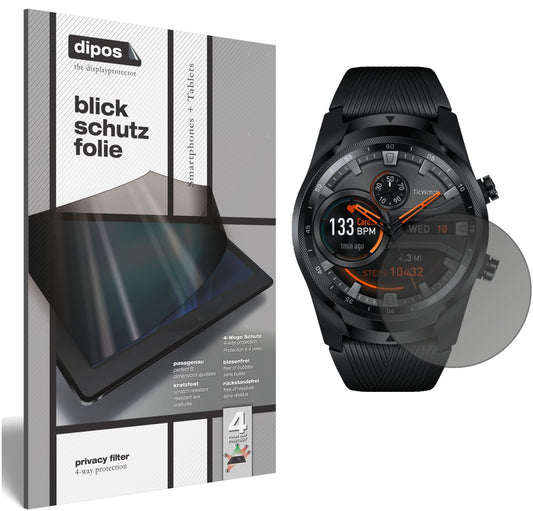 Blickschutzfolie von dipos passend für Mobvoi TicWatch Pro 4G, präziser Zuschnitt und blasenfrei montiert