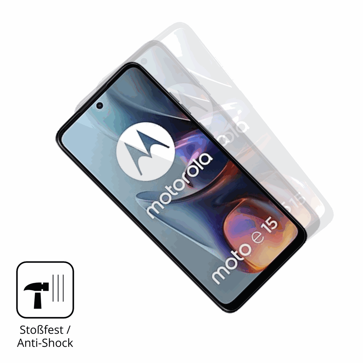 Schutz gegen Kratzer auf dem Motorola E15 Glas durch Schlüssel oder Ähnliches