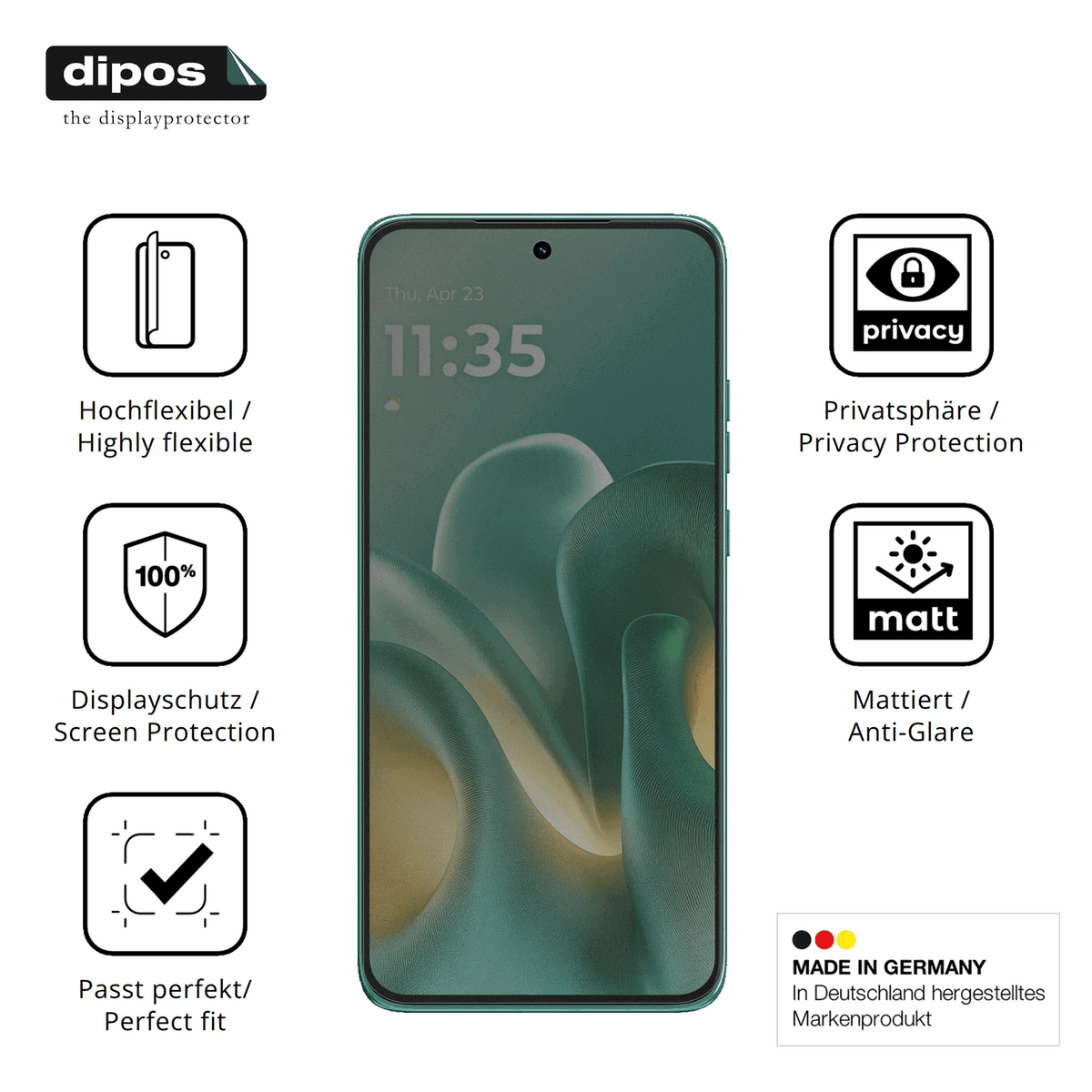 Flexible TPU-Folie passend zugeschnitten für Motorola Edge 60 Neo, mit Privatsphäre-Schutz durch Sichtschutz-Folie