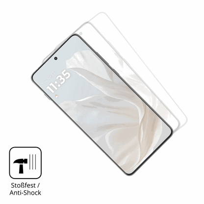 Schutz gegen Kratzer auf dem Motorola Edge 70 Cloud Dancer Glas durch Schlüssel, Stöße gegen die Tischkante oder Stürze