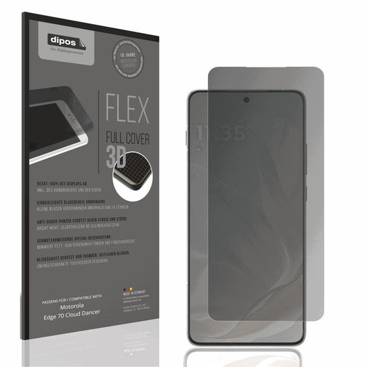 Blickschutzfolie von dipos passend für Motorola Edge 70 Cloud Dancer, 100% Displayabdeckung und blasenfreie Montage