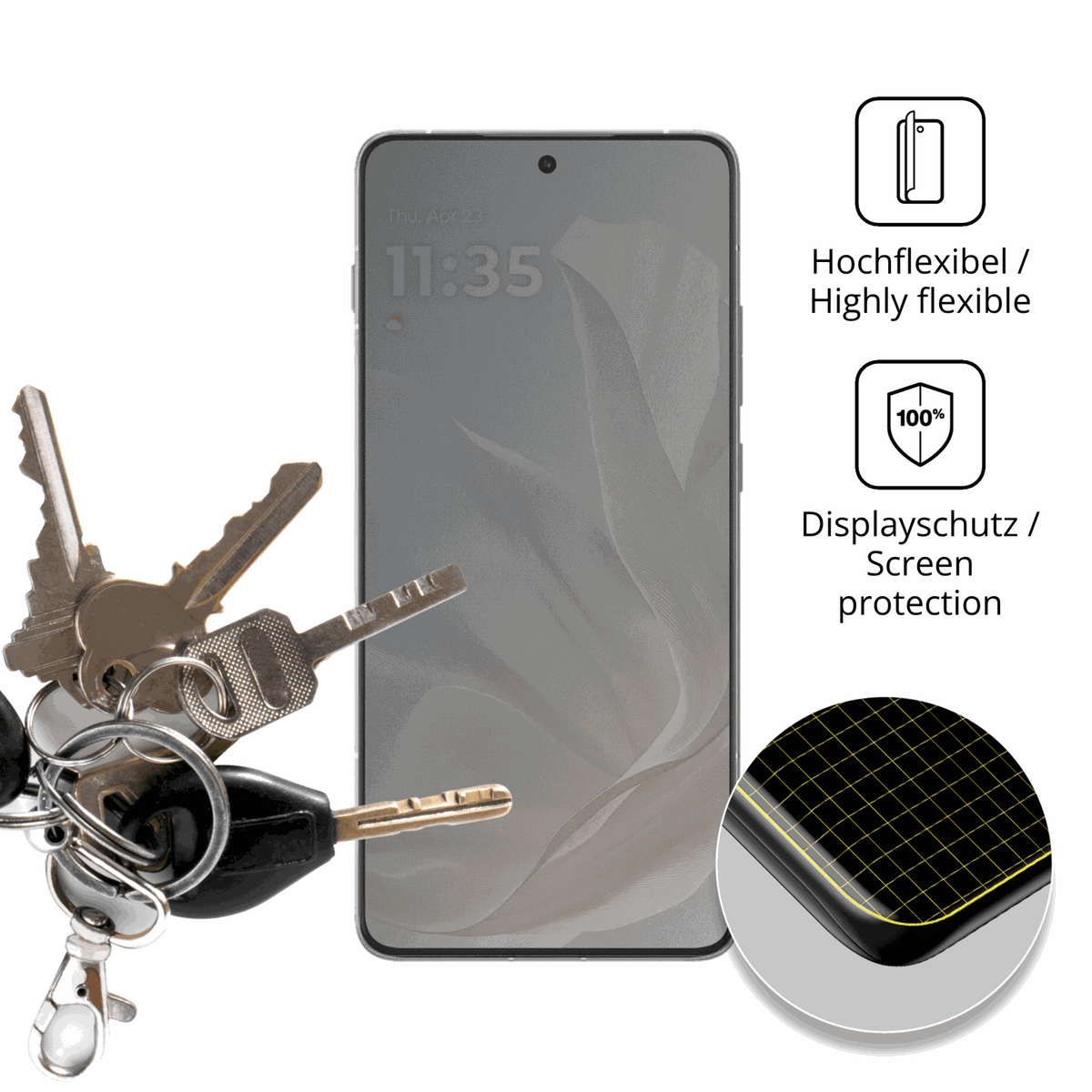 dipos Displayschutz für Motorola Edge 70 Cloud Dancer, mit Blickschutzfilter und perfekter Passform auch für die Rundungen