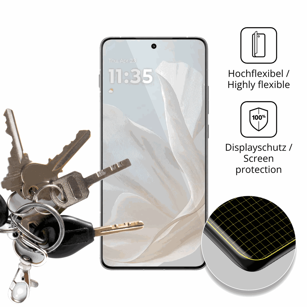 dipos Displayschutz für Motorola Edge 70 Cloud Dancer, transparente Oberfläche, geringe Dicke und perfekte Passform