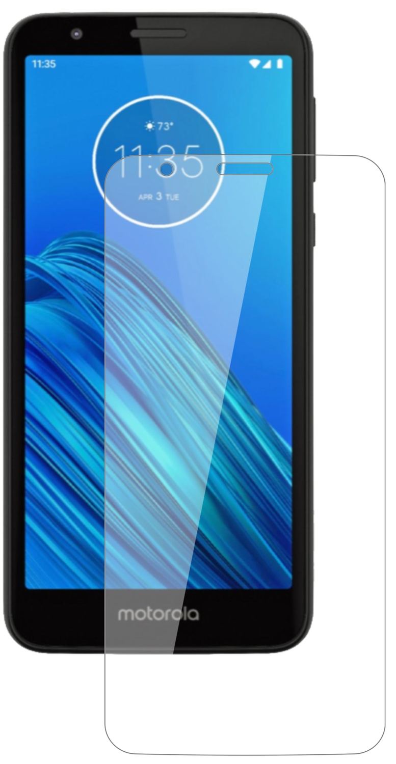 MotorolaMoto E6 mit aufgebrachter dipos Flex Schutzfolie, glasklare Darstellung ohne Einschränkungen