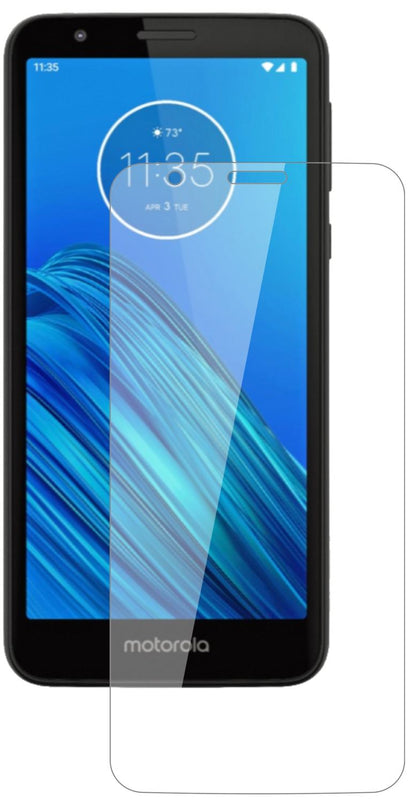 MotorolaMoto E6 mit aufgebrachter dipos Flex Schutzfolie, glasklare Darstellung ohne Einschränkungen