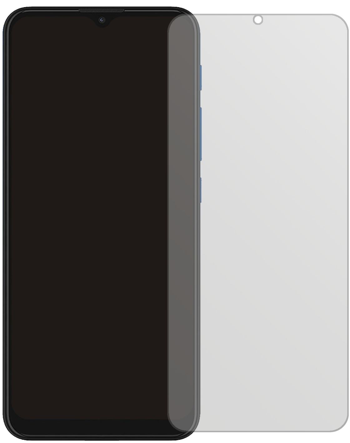 MotorolaMoto E7 Plus mit aufgebrachter dipos Displayschutzfolie, die lästige Fingerabdrücke minimiert