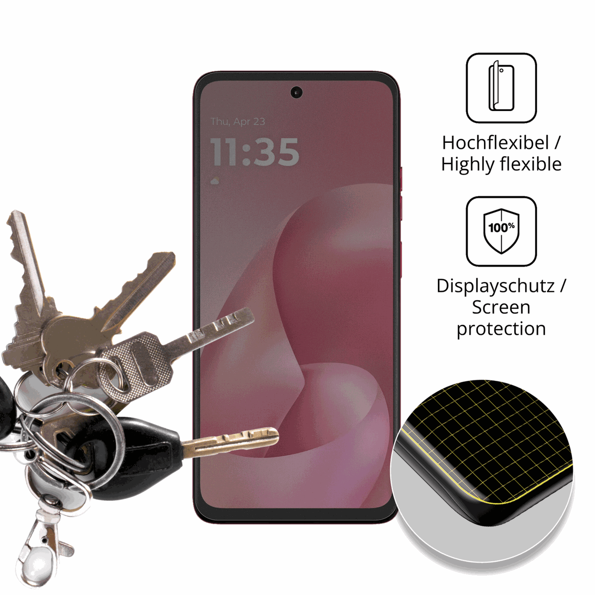 dipos Displayschutz für motorolamoto g57 power, mit Blickschutzfilter und perfekter Passform auch für die Rundungen