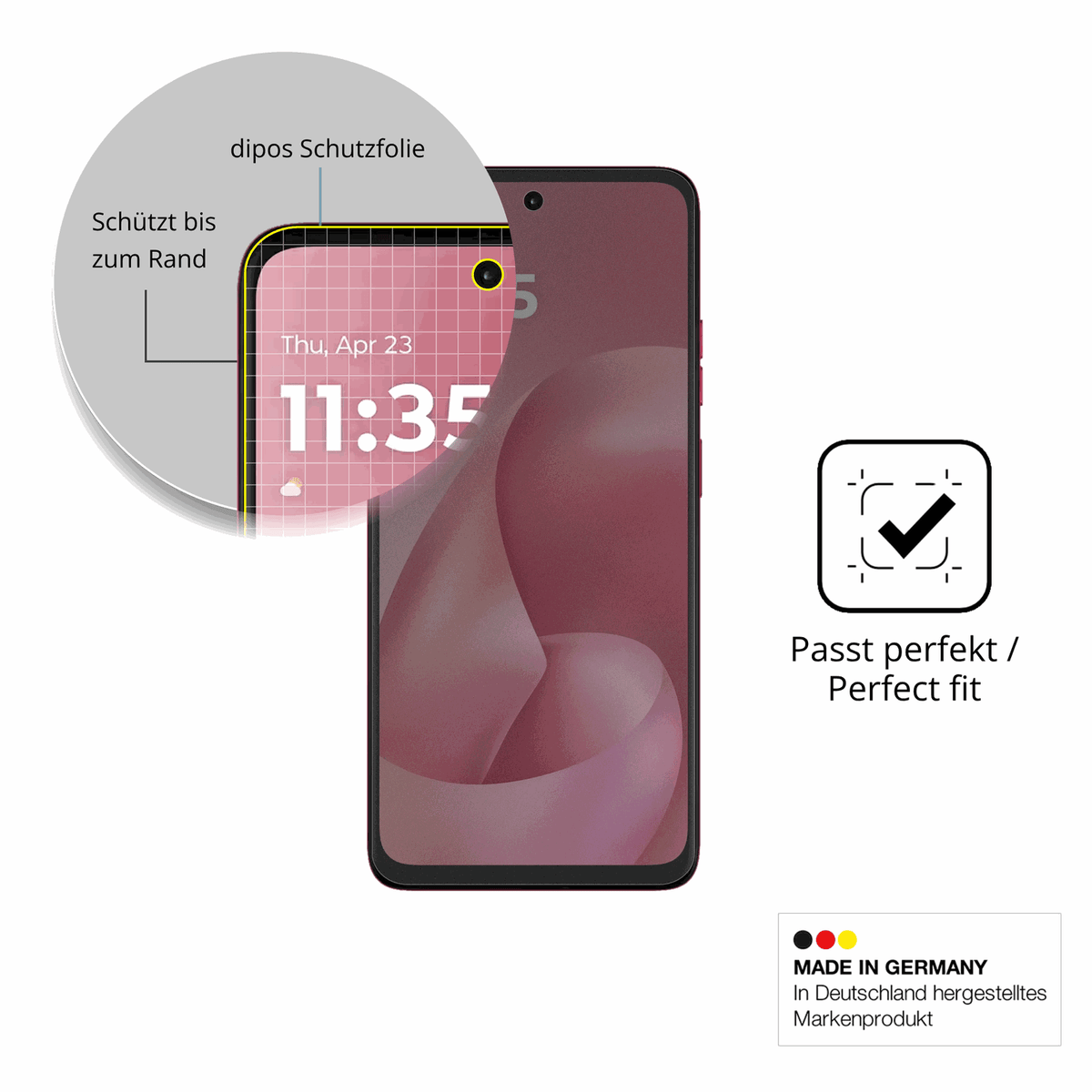 Schutz gegen Kratzer auf dem motorolamoto g57 power Glas durch Schlüssel, Stöße gegen die Tischkante oder Stürze