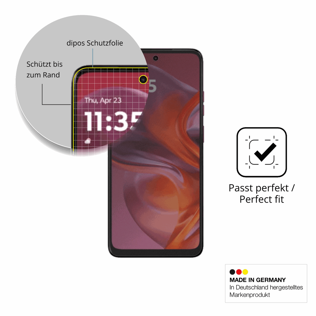Schutz gegen Kratzer auf dem motorolamoto g67 power Glas durch Schlüssel, Stöße gegen die Tischkante oder Stürze