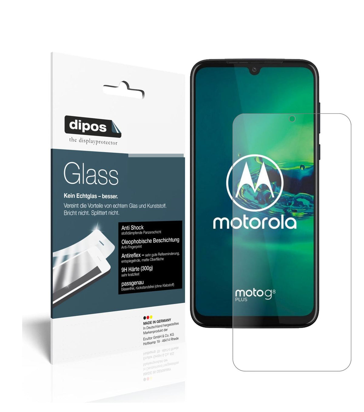 Matte Displayschutzfolie von dipos passend für Motorola Moto G8 Plus, 9H kratzfest und blasenfrei montiert