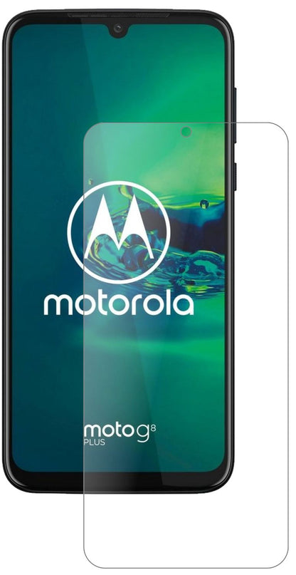 MotorolaMoto G8 Plus mit aufgebrachter dipos Panzerfolie, die lästige Fingerabdrücke minimiert
