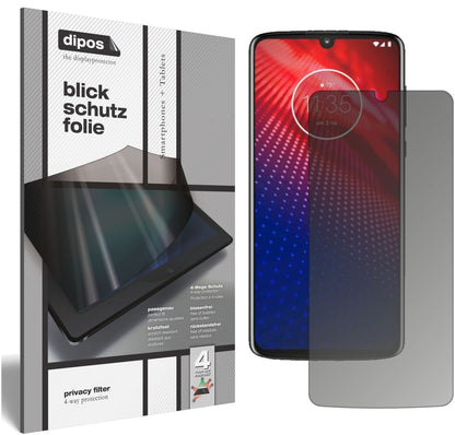 Blickschutzfolie von dipos passend für Motorola Moto Z4, präziser Zuschnitt und blasenfrei montiert