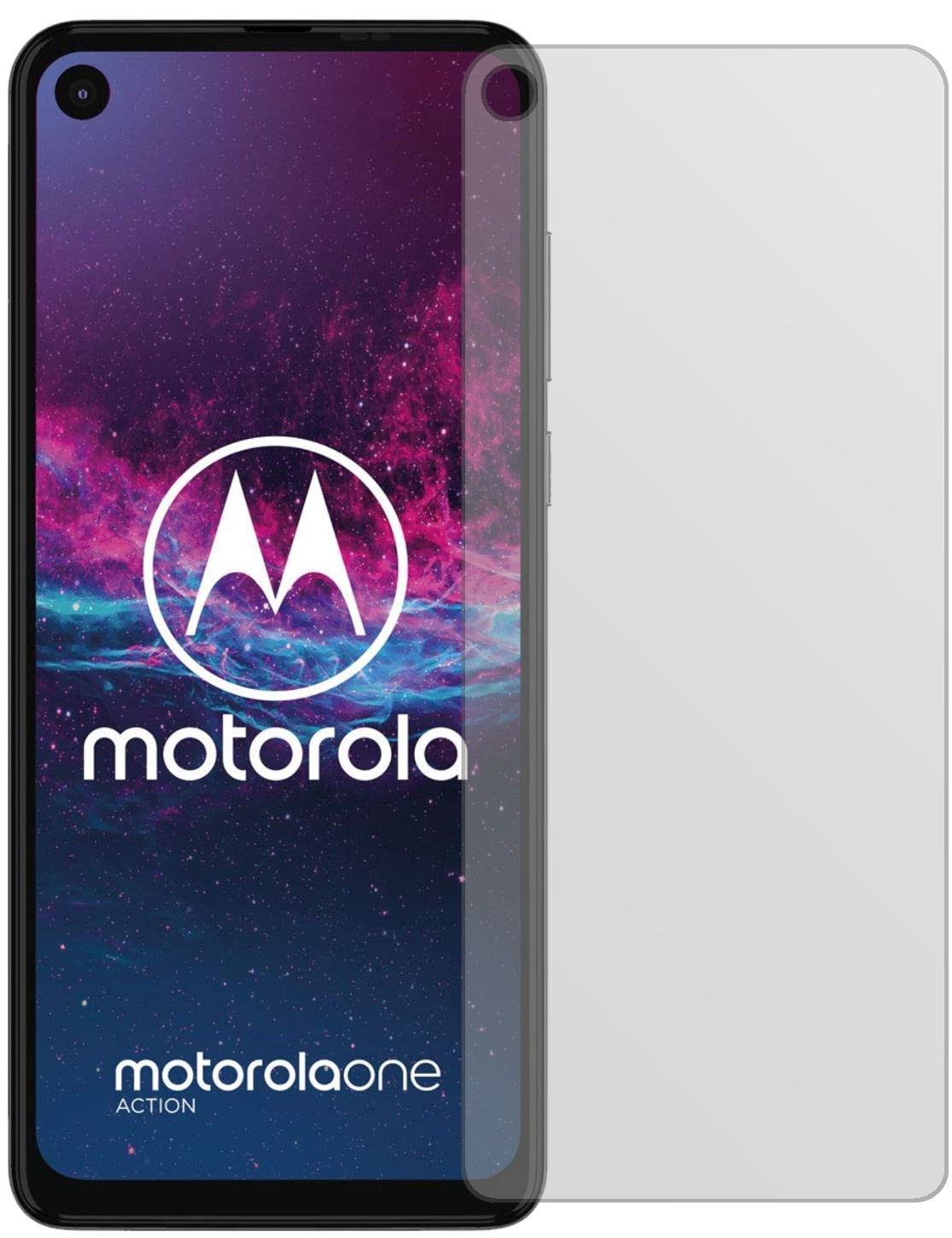 MotorolaOne Action mit aufgebrachter dipos Displayschutzfolie, die lästige Fingerabdrücke minimiert