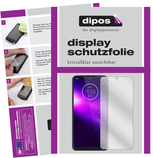 Klare Displayschutzfolie von dipos passend für Motorola One Macro, präziser Zuschnitt und blasenfrei montiert
