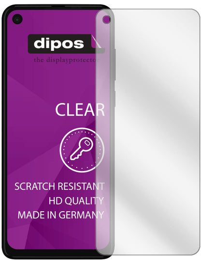 MotorolaP50 mit aufgebrachter dipos Displayschutzfolie, glasklare Darstellung ohne Einschränkungen