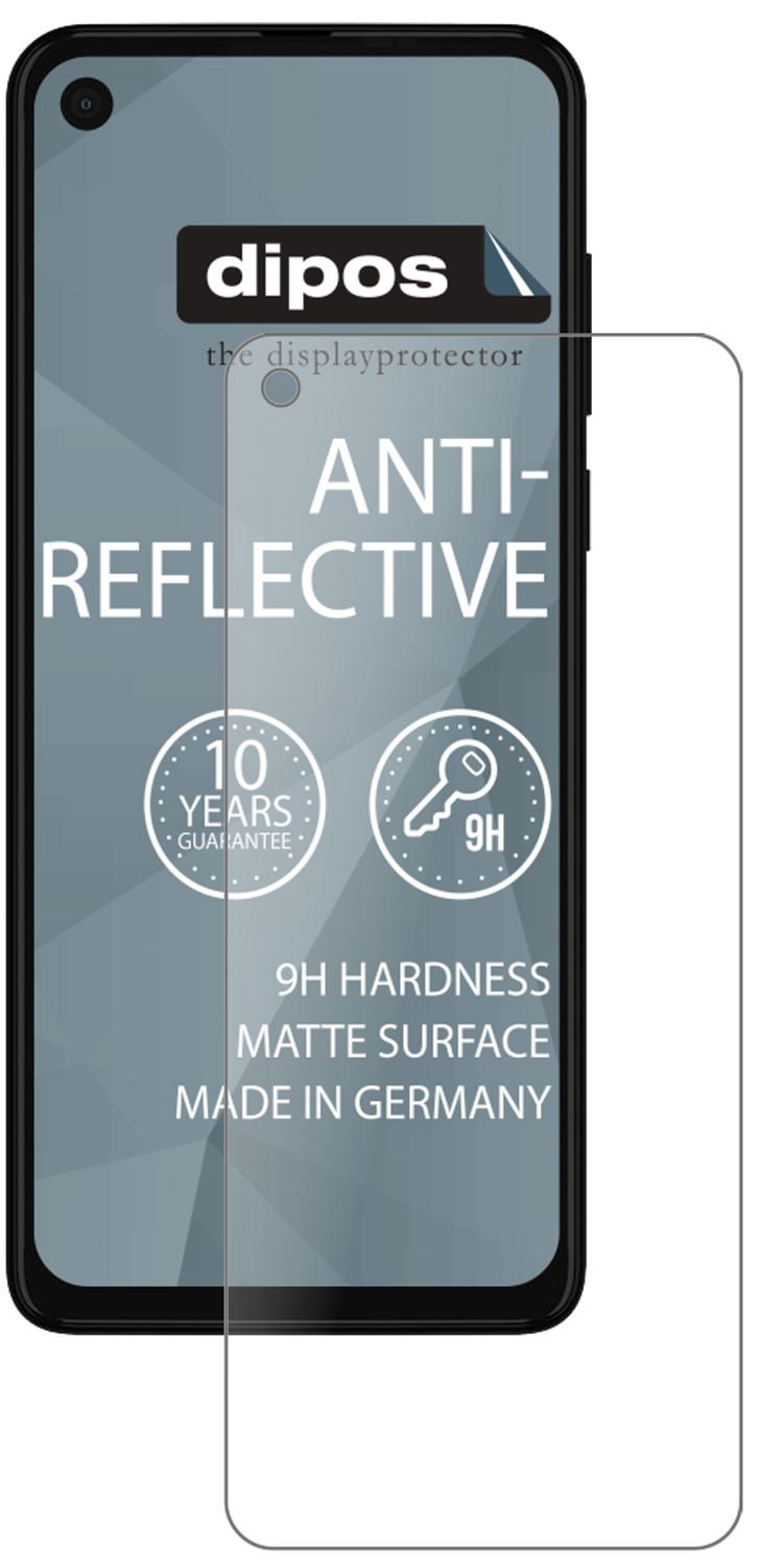 MotorolaP50 mit aufgebrachter dipos Panzerfolie, die lästige Fingerabdrücke minimiert