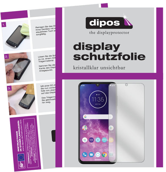 Klare Displayschutzfolie von dipos passend für Motorola One Zoom, präziser Zuschnitt und blasenfrei montiert