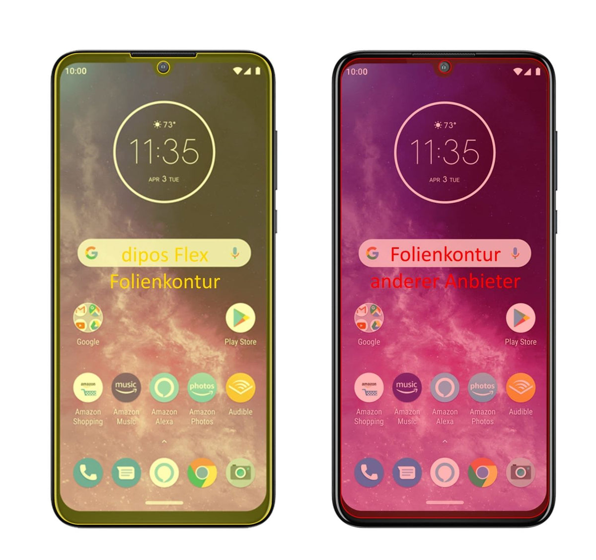 3x 3D Full Cover Schutzfolie für Motorola One Zoom