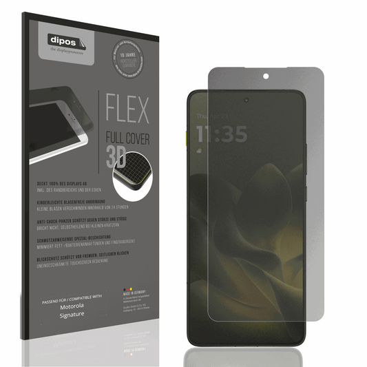 Blickschutzfolie von dipos passend für Motorola Signature, 100% Displayabdeckung und blasenfreie Montage