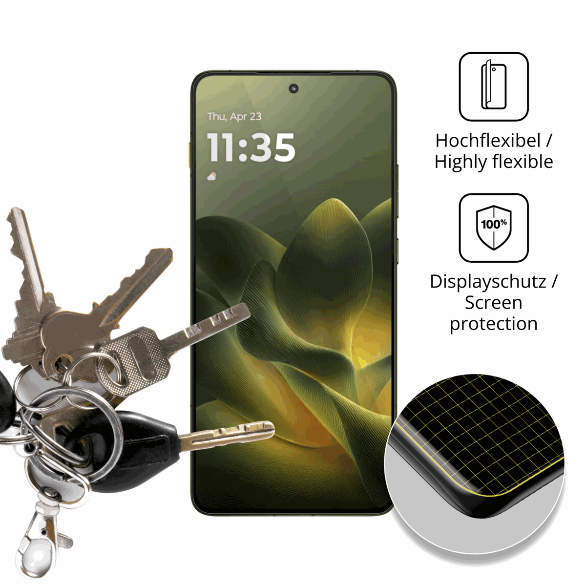 dipos Displayschutz für Motorola Signature, transparente Oberfläche, geringe Dicke und perfekte Passform