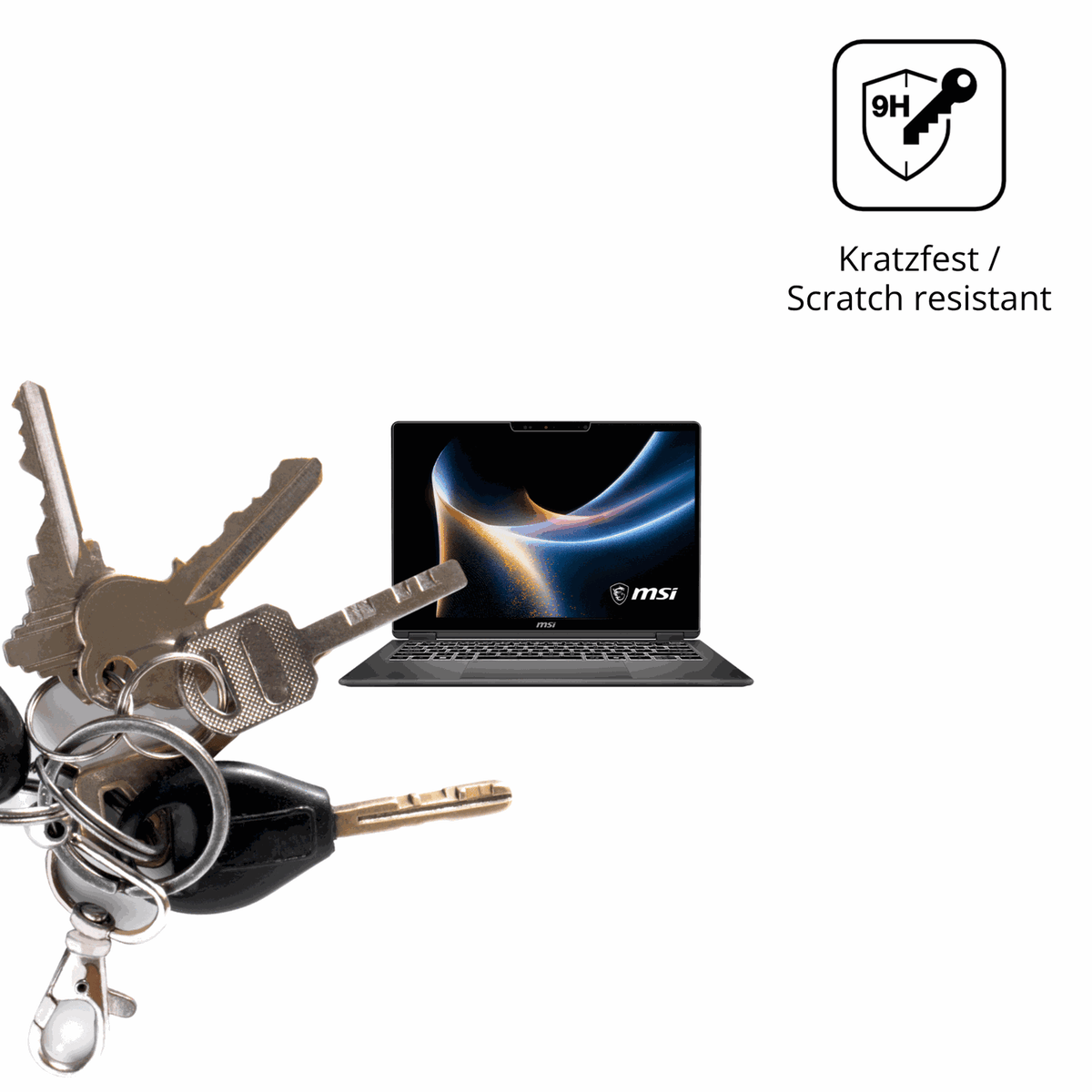 dipos Displayschutz für MSI Prestige 16 Flip AI Plus, transparente Oberfläche, perfekte Passform auch für die Rundungen