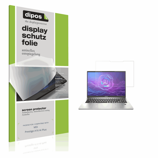 Matte Displayschutzfolie von dipos passend für MSI Prestige A16 Ai Plus, präziser Zuschnitt und blasenfrei montiert