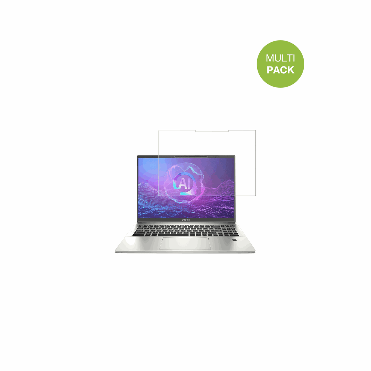 MSIPrestige A16 Ai Plus mit aufgebrachter dipos Displayschutzfolie, die lästige Fingerabdrücke minimiert