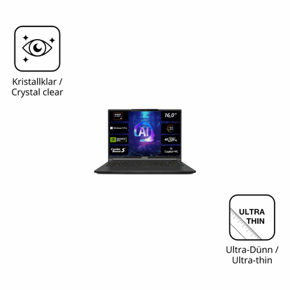 Dünne und klare Folie passend zugeschnitten für MSI Stealth A16 AI plus