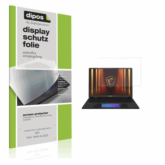 Matte Displayschutzfolie von dipos passend für MSI Titan 18HX AI 2025, präziser Zuschnitt und blasenfrei montiert