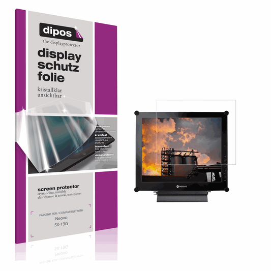 Klare Displayschutzfolie von dipos passend für Neovo SX-19G, präziser Zuschnitt und blasenfrei montiert