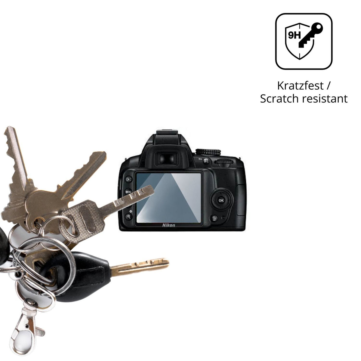 dipos Displayschutz für Nikon D3000, transparente Oberfläche, perfekte Passform auch für die Rundungen