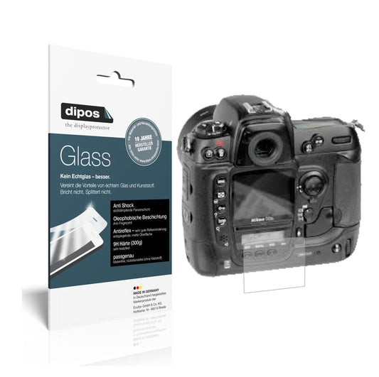 Matte Displayschutzfolie von dipos passend für Nikon D2Hs, 9H kratzfest und blasenfrei montiert