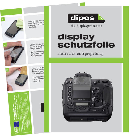 Matte Displayschutzfolie von dipos passend für Nikon D2X, präziser Zuschnitt und blasenfrei montiert