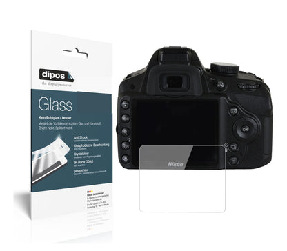 Klare Displayschutzfolie von dipos passend für Nikon D3200, 9H kratzfest und blasenfrei montiert
