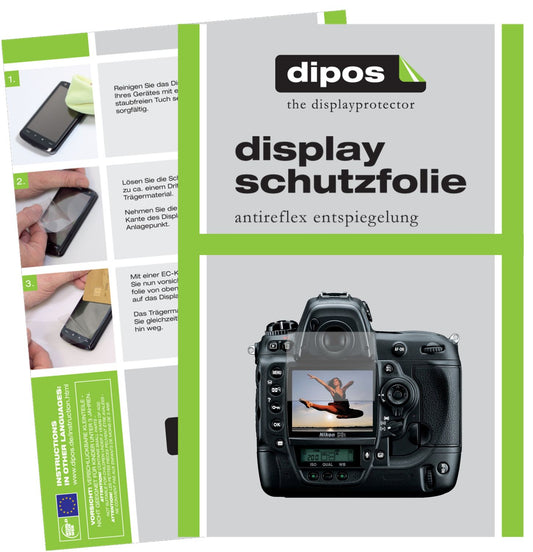 Matte Displayschutzfolie von dipos passend für Nikon D3S, präziser Zuschnitt und blasenfrei montiert