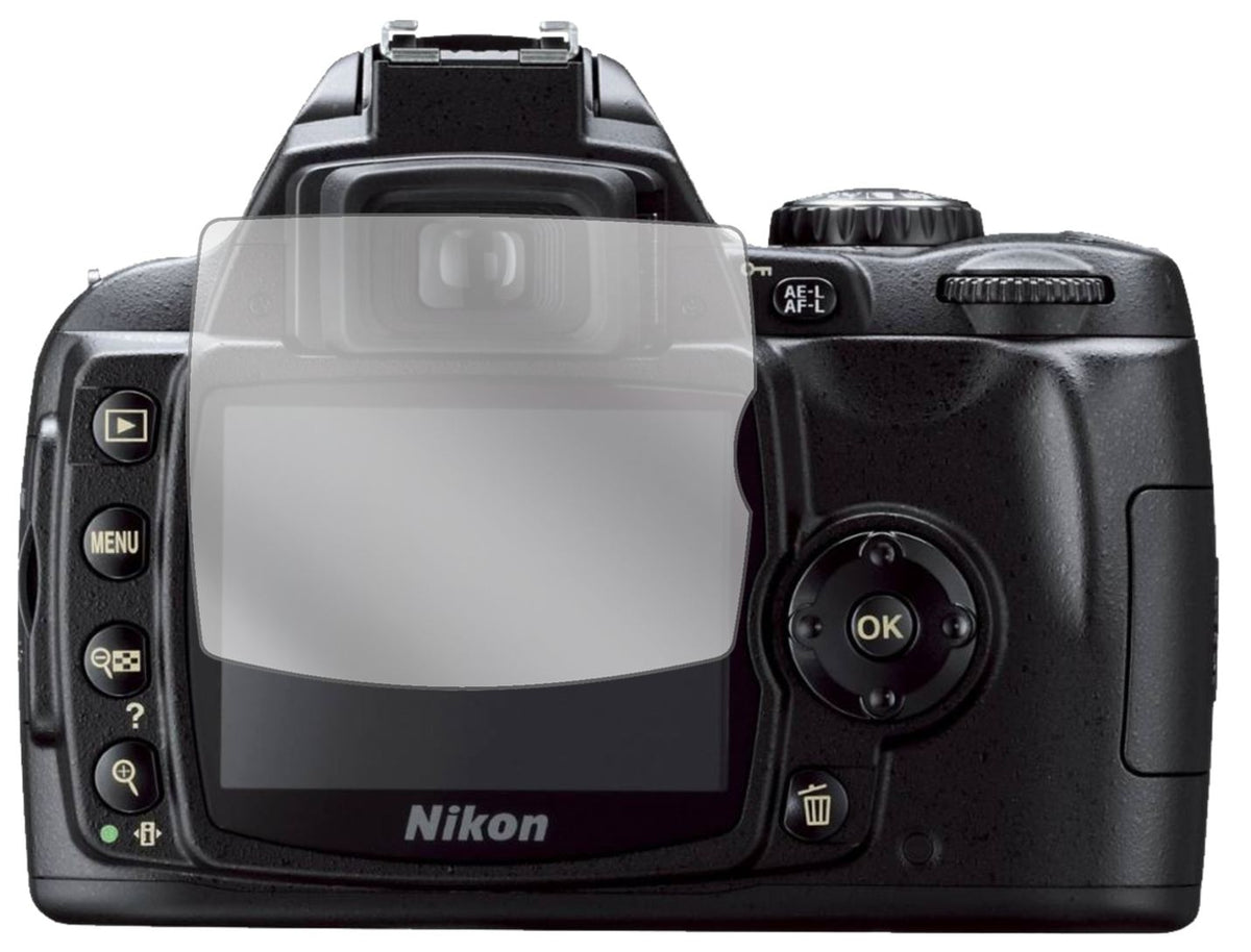 NikonD40x mit aufgebrachter dipos Displayschutzfolie, glasklare Darstellung ohne Einschränkungen