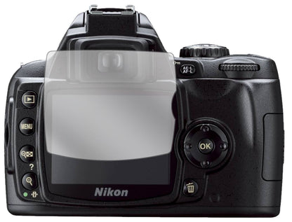 NikonD40x mit aufgebrachter dipos Displayschutzfolie, glasklare Darstellung ohne Einschränkungen