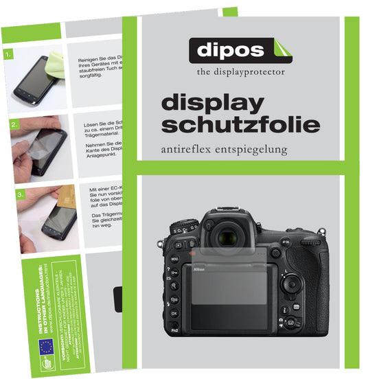 Matte Displayschutzfolie von dipos passend für Nikon D500, präziser Zuschnitt und blasenfrei montiert