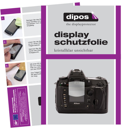 Klare Displayschutzfolie von dipos passend für Nikon D70, präziser Zuschnitt und blasenfrei montiert